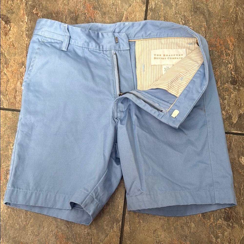 The Beaufort Bonnet Company Blue Flat Front Shorts